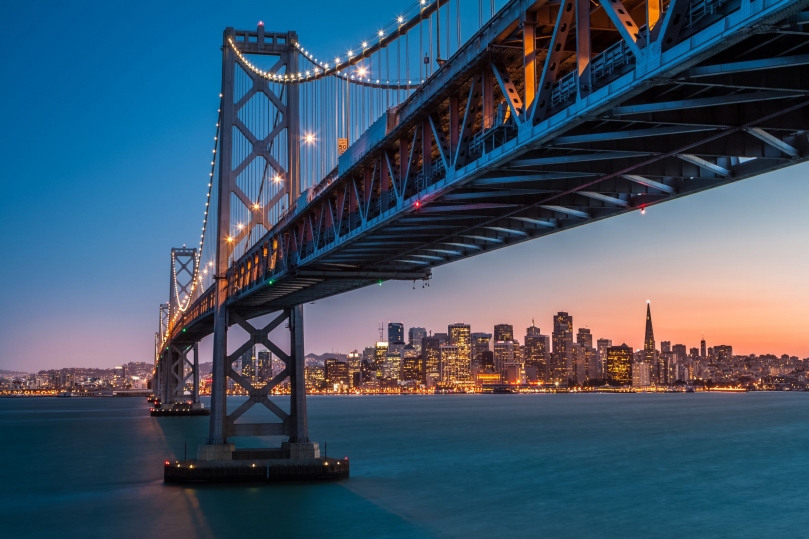 San Francisco Bay Bridge at Dusk