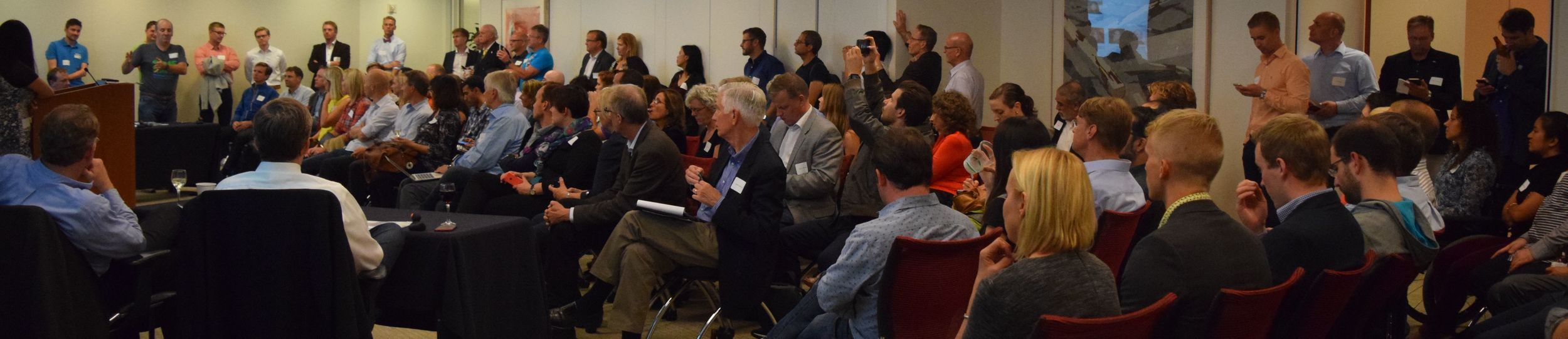 Silicon Vikings members listening to a speaker on Digital Health