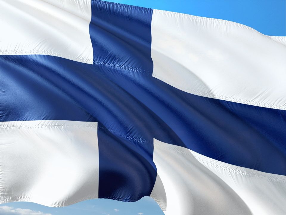 Finnish flag waving in the wind