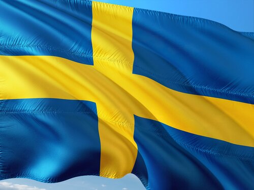 Swedish Flag waving in the wind
